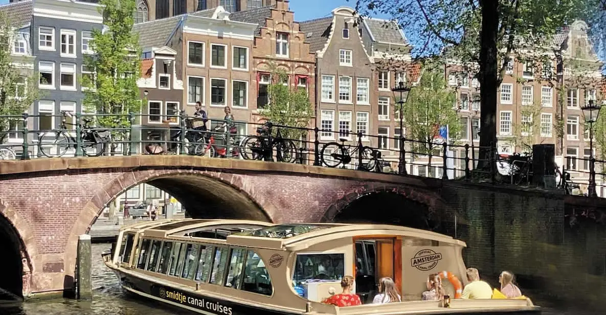 Canal cruise boat departing near the Anne Frank House