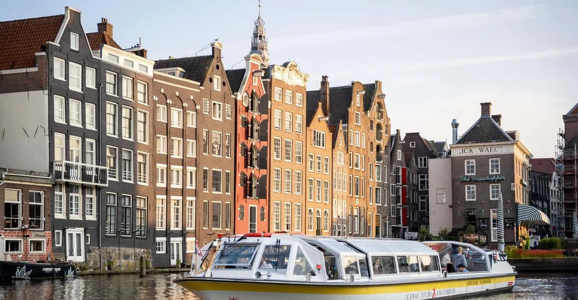 Covered canal cruise boat, Amsterdam canals