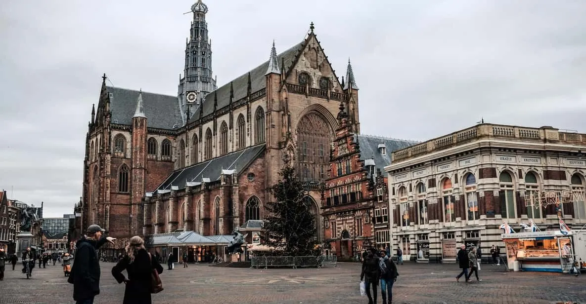 Historic square of Haarlem with the Grote Kerk