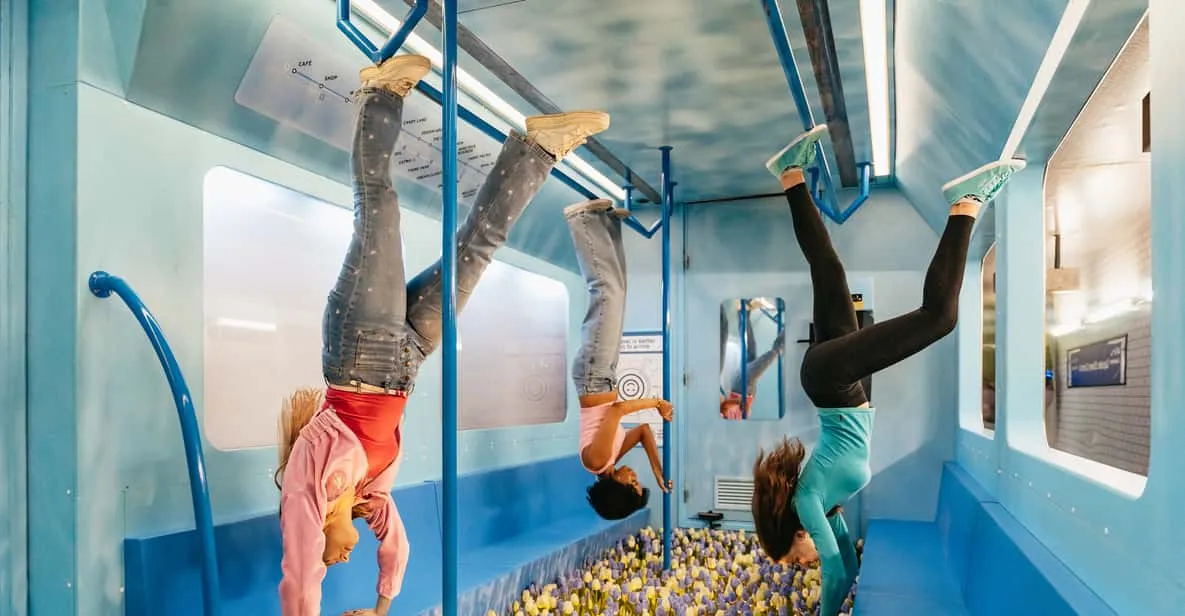 Colorful upside-down installation rooms, Amsterdam